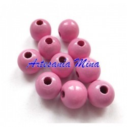 Bola madera 8 mm rosa